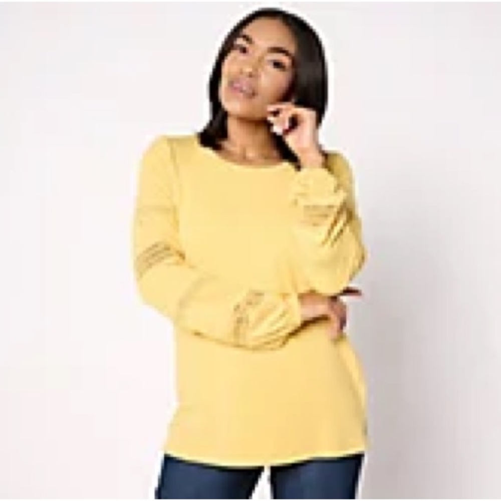 Belle Boho Slub KnitTop with Lace Trim Sleeves